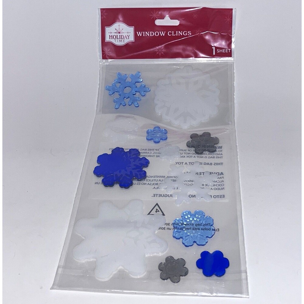 Holiday Time Snowflake Window Clings 1 Sheet Blue/White/Gray - NEW ~ Offers welc
